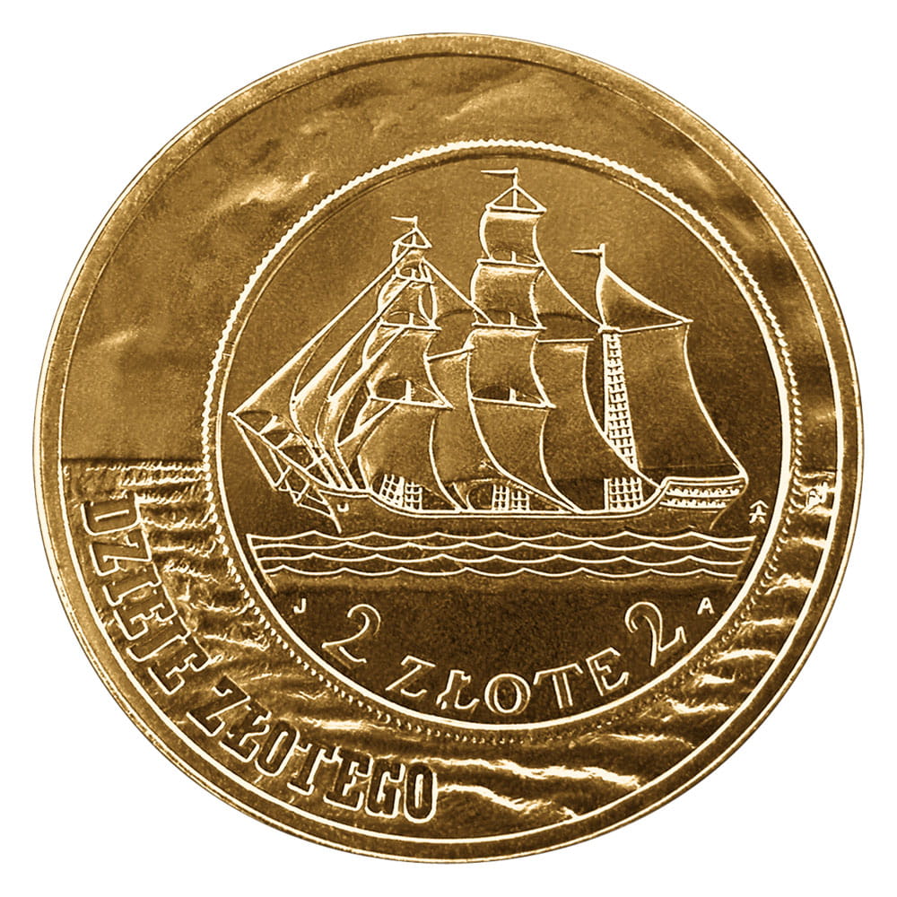 2 zł Dzieje złotego: Żaglowiec (2 zł i 5 zł z 1936 r.)