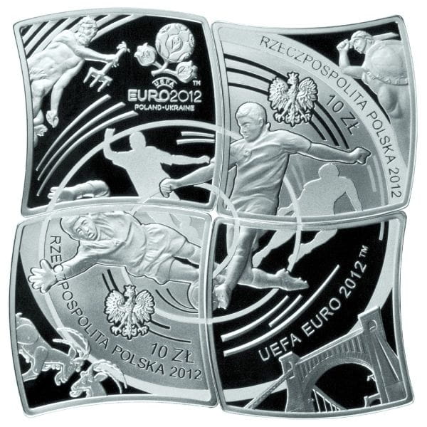 10 zł zestaw 4 monet Mistrzostwa Europy w Piłce Nożnej UEFA 2010-12