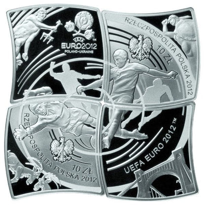 10 zł zestaw 4 monet Mistrzostwa Europy w Piłce Nożnej UEFA 2010-12