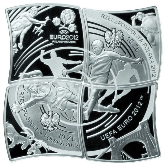 10 zł zestaw 4 monet Mistrzostwa Europy w Piłce Nożnej UEFA 2010-12