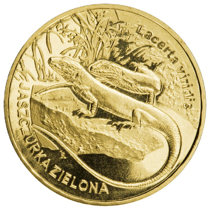 2 zł Jaszczurka zielona (łac. Lacerta viridis)