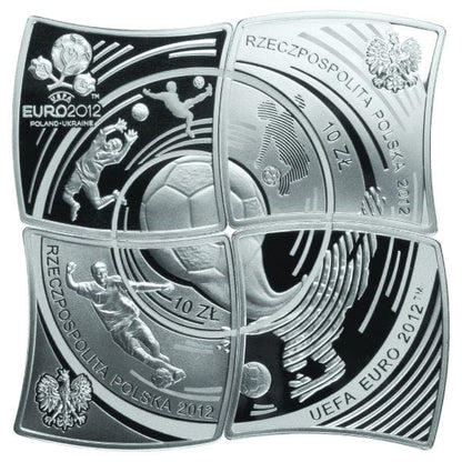 10 zł zestaw 4 monet Mistrzostwa Europy w Piłce Nożnej UEFA 2010-12